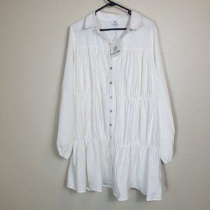 Pink Diamond white dress BNWT Sze XL Long Sleeve ruffle collared cocktail casual